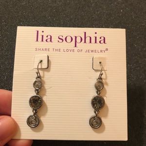 Lia Sophia Silver Circle Dangle Earrings